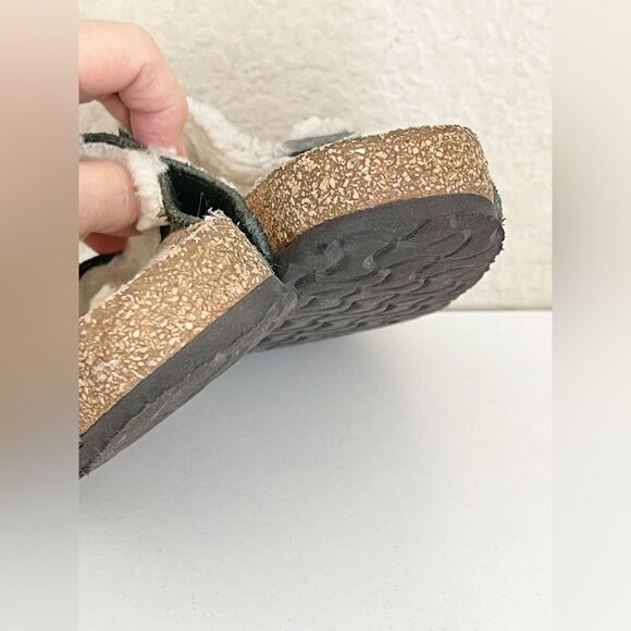 Birkenstock Shearling Arizona Green Suede Sandals Size 8/39 - Picture 8 of 12